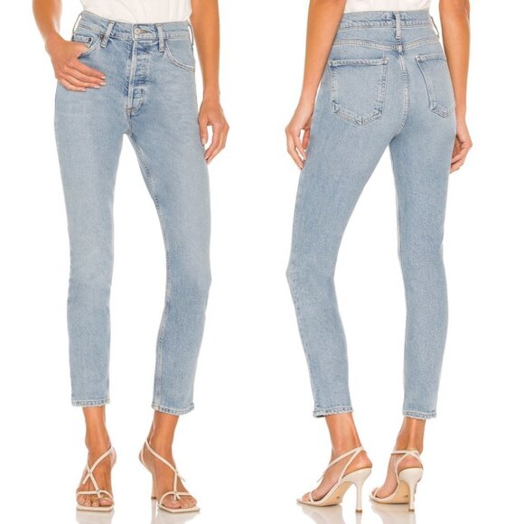 AGOLDE Revolve Nico High Waist Ankle Slim Fit Jeans Size‎ 29 Blue Denim Button - Picture 2 of 11